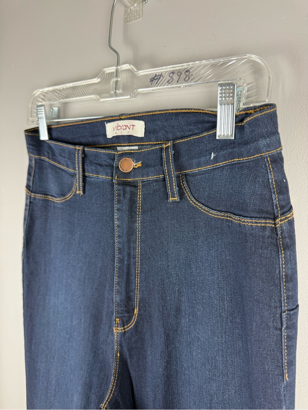 Vibrant Miu Women’s High Rise Bell Botton Dark Wash Jeans SZ 30 USA Made Western